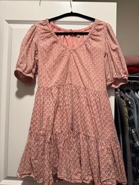 Pink Chicken Pink Gathered Neck Dress